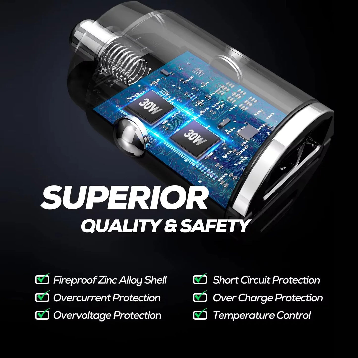 100W/200W QC3.0 PD Mini Car Charger 12-24V Lighter Fast Charging Car USB Type C Charger for Xiaomi Samsung Huawei iPhone Power